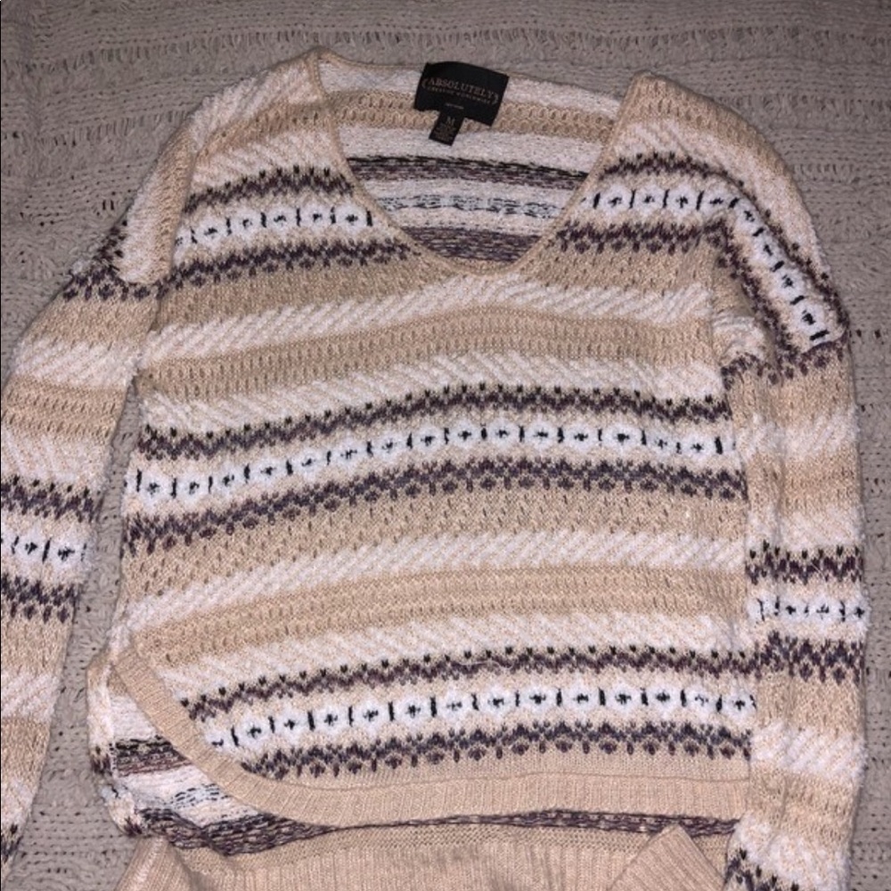 Brown and white sweater